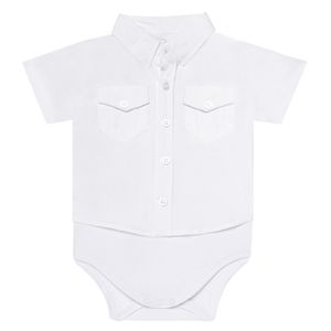 Body Camisa para bebe em tricoline Branco - Petit