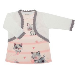 Vestido c/ Casaquinho para bebe em tricot Meow Meow - Petit