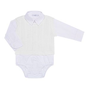 Body Camisa c/ Pullover para bebê em tricot Branco - Roana