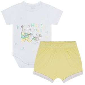 Body curto c/ Shorts para bebê em suedine Baby Bear - Petit