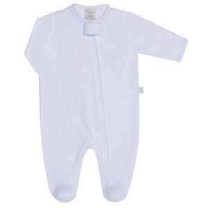 Macacão longo c/ zíper para bebê em soft Branco - Tilly Baby