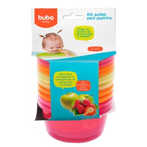 Kit Potes Papinha c/ tampa para bebe Colors Girl (6un) - Buba