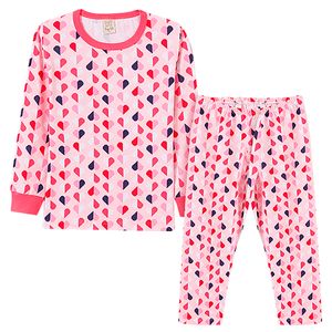 Pijama longo em malha Corações - Pingo Lelê