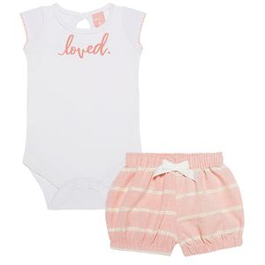 Body regata c/ Shorts para bebê Loved Rosé - TMX