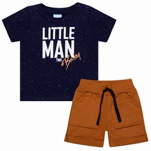 Camiseta c/ Bermuda para bebê em malha Little Man - TMX
