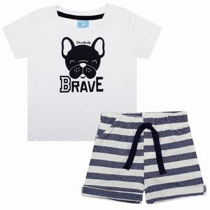 Camiseta c/ Short em malha para bebê Bulldog - TMX