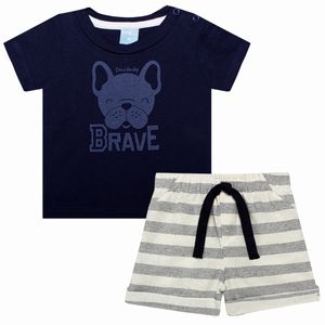 Camiseta c/ Short em malha para bebê Bulldog Brave - TMX