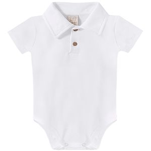 Body Polo para bebê em suedine Branco - Pingo Lelê