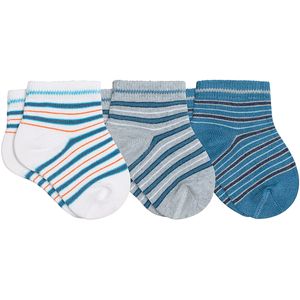 Tripack: 3 meias Soquete para bebê Branca/Cinza/Azul - Lupo