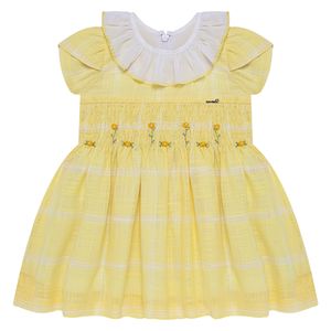 Vestido Casinha de Abelha para bebê Florzinhas Amarela - Roana
