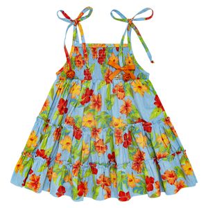Vestido para bebê lastex em tricoline Flores - Roana