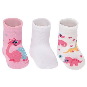 Kit com 3 meias Soquete para bebê Dinossaurinhas - Puket