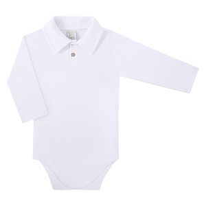 Body Polo manga longa para bebê em suedine Branco - Pingo Lelê