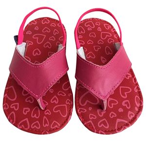 Chinelo Flip Flop com elástico para bebê Corações Rosa - Babo Uabu