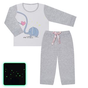 Pijama longo que Brilha no Escuro Elefantinha Branco - Junkes Baby