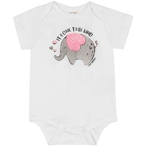 Body curto para bebê em suedine Elefantinhas Branco - Up Baby