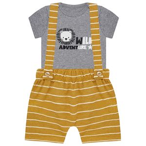 Body curto c/ Short Saruel e Suspensório para bebê Wild Adventure - Baby Gut