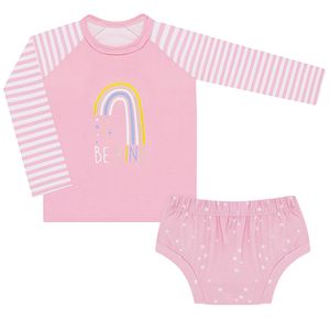 Conjunto de banho para bebê Arco-Íris: Camiseta Surfista + Calcinha - Baby Gut