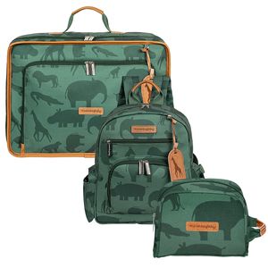 Mala Vintage + Mochila Noah + Necessaire Safari Verde - Masterbag