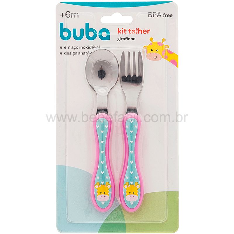 BUBA10679-B-Kit-Talher-para-bebe-Animal-Fun-Girafinha-6m---Buba