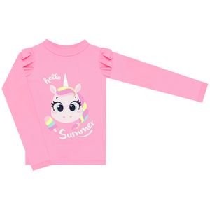 Camiseta Surfista em lycra FPS 50 Baby Unicórnio Rosa - Puket