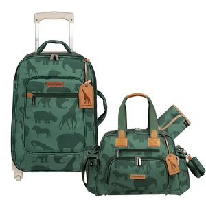 Mala Maternidade com rodinhas + Bolsa Everyday Safari Verde - Masterbag