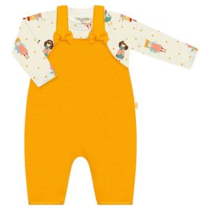 Jardineira c/ Camiseta longa para bebê em moletom Menininhas - Tilly Baby