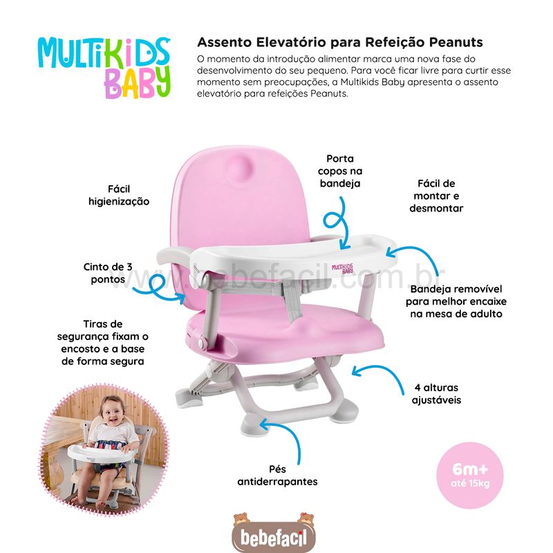 BB108-G-Cadeira-de-Alimentacao-Assento-Elevatorio-Peanuts-Rosa-6m---Multikids-Baby
