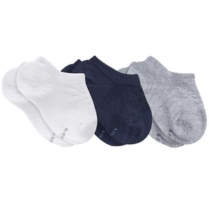 Tripack: 3 meias Sapatilha Básica para bebê Branca/Marinho/Mescla - Lupo