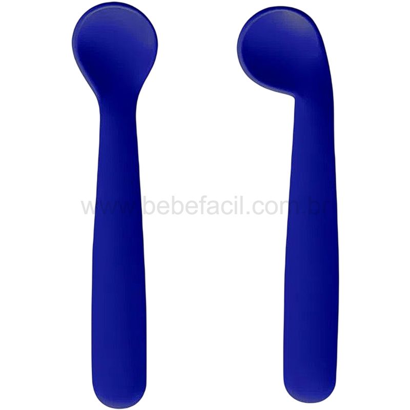 BB1045-B-Kit-2-Colheres-de-Silicone-com-Estojo-First-Bites-Azul-6m---Multikids-Baby