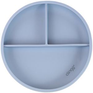 Prato em Silicone com Divisórias e Ventosa Flex Azul (6m+) - Clingo