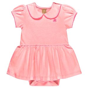 Body vestido para bebê em cotton Rosa Flúor - Up Baby