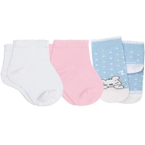 Tripack: 3 meias Soquete para bebê Branco/Rosa/Ursa - Lupo