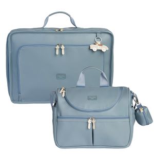 Mala Vintage + Bolsa Nina Carrinhos Azul - Masterbag