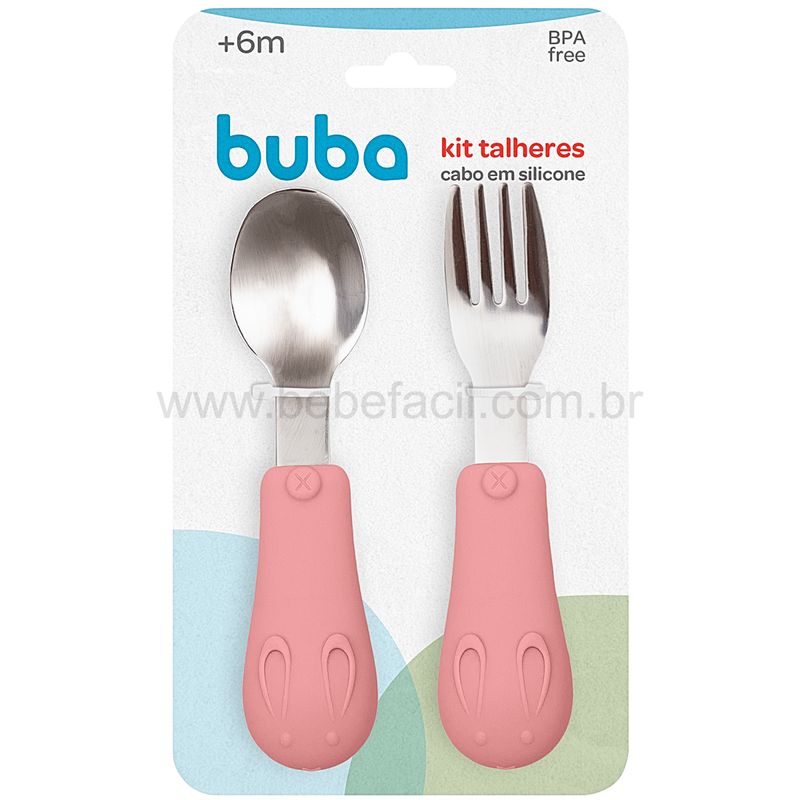 BUBA15820-D--Kit-Talher-para-bebe-em-Silicone-e-Inox-Coelha-Rosa-6m---Buba