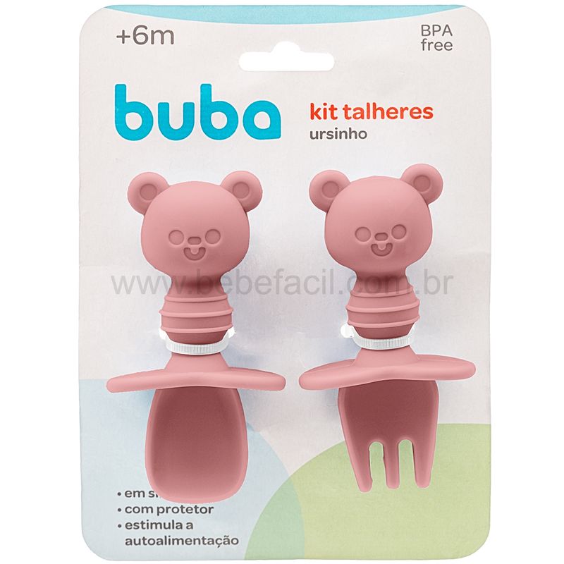 BUBA15814-D-Kit-Talher-de-Treinamento-em-Silicone-Ursinho-Rosa-6m---Buba