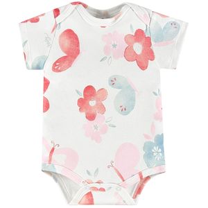Body curto para bebê em suedine Floral Marfim - Up Baby