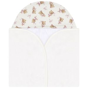 Toalha de banho c/ forro em fralda para bebê Ursa Bailarina - Mini & Co.