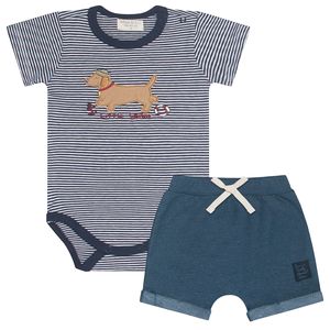 Body curto c/ Short para bebê em algodão Dogs - Mini & Co.