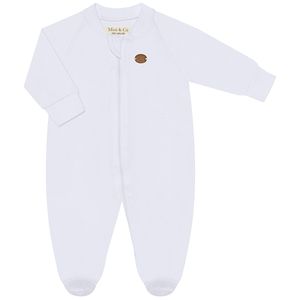Macacão longo c/ zíper para bebê em algodão egípcio Branco - Mini & Co.