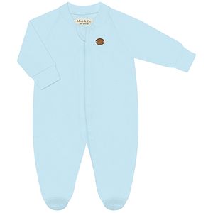 Macacão longo c/ zíper para bebê em algodão egípcio Azul - Mini & Co.