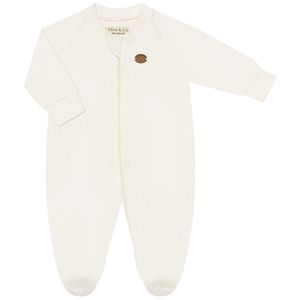 Macacão longo c/ zíper para bebê em algodão egípcio Marfim - Mini & Co.