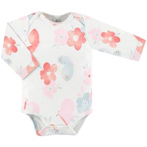 Body longo para bebê em suedine Floral Marfim - Up Baby