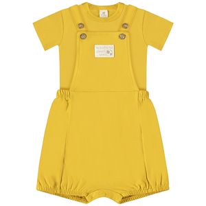 Jardineira c/ Camiseta em Algodão Sustentável Amarelo Nature - Up Baby