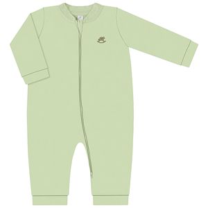 Macacão longo c/ zíper para bebê em suedine Verde Claro - Up Baby