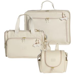 Mala Vintage + Bolsa Anne + Frasqueira Térmica Emy Carrinhos Marfim – Masterbag