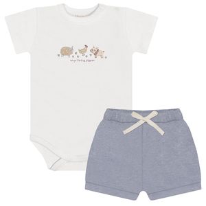 Body curto c/ Short para bebê em algodão egípcio Farm - Mini & Co.