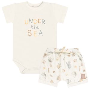 Body curto c/ Short para bebê em algodão Amiguinhos do Mar - Mini & Co.