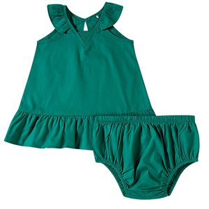 Vestido com Calcinha para bebê em tricoline Verde - Tip Top