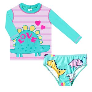 Conjunto de banho para bebê Dino Love: Camiseta Surfista + Calcinha - Tip Top